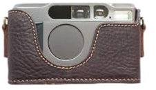 Handgefertigt aus echtem echtem Leder halb Kamera Tasche Tasche für Contax T2 Dunkelbraun