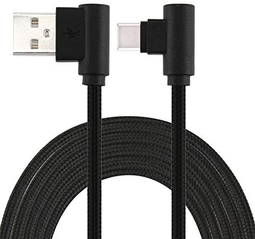 LoongGate Super Long USB C Kabel für Sofa, Bett, Outdoor-Nutzung, Nylon geflochtene 90 Grad USB-Typ C zum Typ A für Galaxy Note 8, S8, MacBook, Google Pixel 2 (3m, Schwarz)