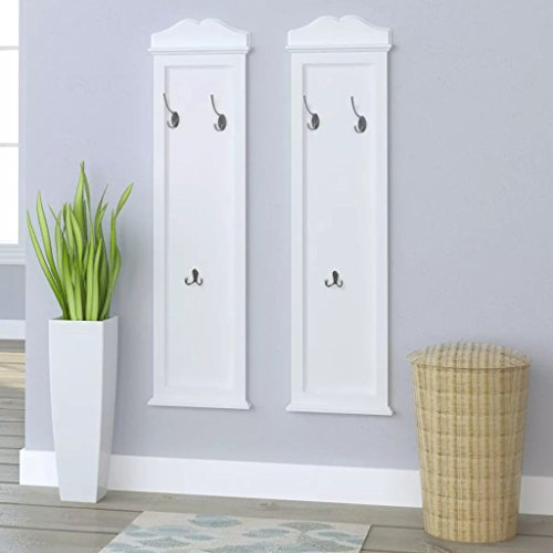 Festnight 2 Stück Wandgarderoben Garderobenpaneele Garderobe Wandgarderobe Hochglanz mit 3 Haken Weiß