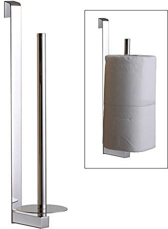 Kibath Portarrollos Lateral para Mueble de baño o Cisterna Sentido Vertical. Se cuelga con Adhesivo. Fabricado en Acero Inoxidable con Acabados en Cromo Brillo. Repuestos Originales garantizados