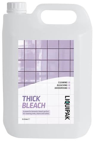 Liquipak Thick Bleach 5L – Extra Strong Toilet Cleaner, Professional Household Use, Limescale Remover, Bathroom and Kitchen Cleaning Solution, Professional Strength 5 Litre Bottle