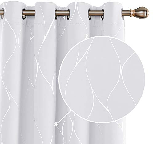 Deconovo Vorhänge Ösenvorhang Gardinen für Schlafzimmer, Blickdichte Vorhänge, Schlafzimmer Gardinen Fensterdeko, 180x140 cm(HöhexBreite), Silber Grau, 2er Set