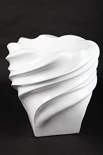 point home Blumentopf, Pflanzkübel, Pflanzgefäß aus Fiberglas, weiß, 46,5cm - für Innen