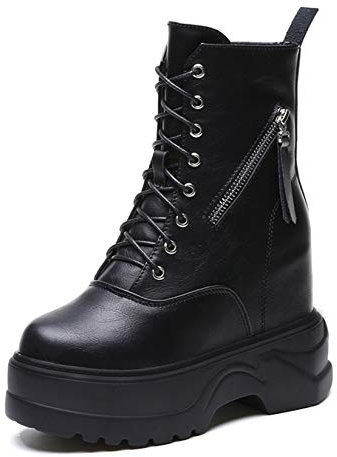 Stivali in Pelle da Donna Stivali Invernali Impermeabili con Plateau Alto Caldo Stivaletti con Zeppa con Tacco nascosti da Donna