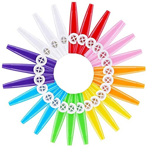 DINGGUANGHE-CUP 24 stücke Kunststoff Kazoos 8 Bunte Kazoo Musikinstrument Guter Begleiter für Gitarre, Ukulele, Violine, Klaviertastatur, Grea Kazoo (Color : Random)