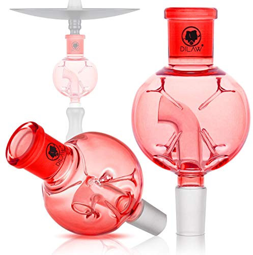 DILAW® Narguilé Tornado - Récupérateur de molasse en verre (coupe 18/8) - Narguilé - Tête de mort - Rouge
