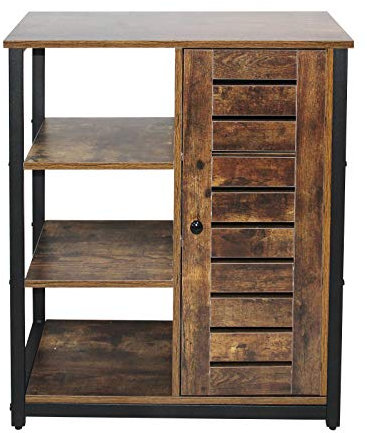 MIADOMODO® Vintage Sideboard - 3 offenen Ablagen, 70x29x75cm, Industrie-Design, Braun/Schwarz, Stahlrahmen-Beistellschrank, Kommode, Badezimmerschrank, Küchenschrank, Wohnzimmerschrank, Flurschrank