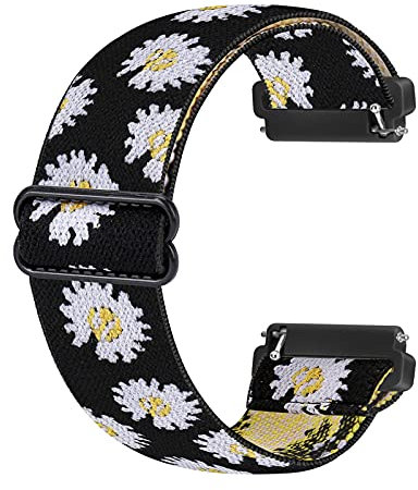 Ecogbd Elastic Armband Kompatibel mit Fitbit Versa, Versa Lite, 2 - Weiches Nylon Sportuhrarmband für Frauen und Männer (Blume)