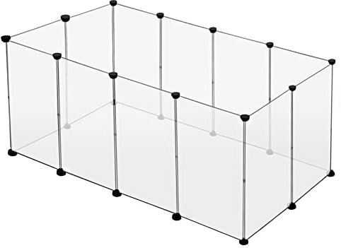 EUGAD Freigehege für Kaninchen aus Kunststoff, 200x100x70cm Meerschweinchen Gehege, erweiterbares Gehege für Kleintiere, Transparent Kleintierkäfig innen für Hamster, Kaninchen, Igel