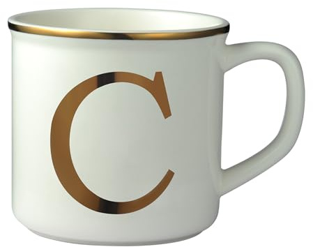 Miicol Ceramic Coffee Mug 16 oz, Monogram Coffee Cup, Golden Initial Tea Mug, Personalized Tea Cup, Unique Gift, Large Mug for Home, Office, Letter C