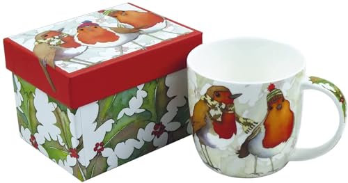 Emma Ball Christmas Robins Bone China Mug with Gift Box