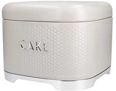KitchenCraft Cake Storage Tin with Lid, Latte Cream, 26 x 26 x 20cm