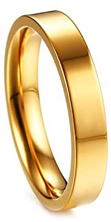 ANAZOZ Ringe Edelstahl Frauen, Ring Breit Modeschmuck Größe 54 (17.2) Goldring Am Kleinen Finger Breit 4mm