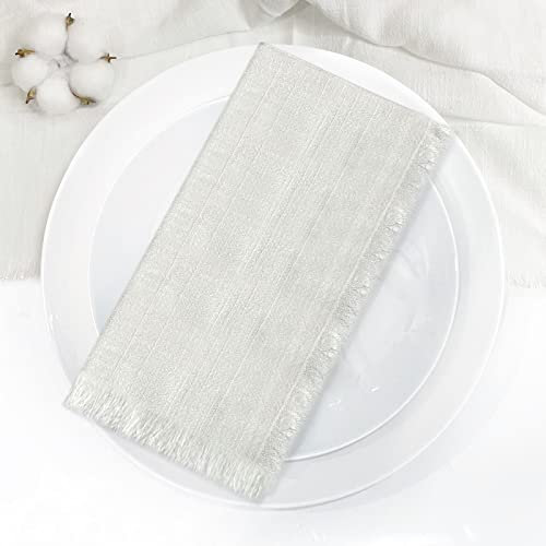 Stoffservietten, 6er Pack Leinenservietten 45x45 cm, Böhmische Servietten Wiederverwendbare, Tischdekoration Servietten Hochzeit Geburtstag Feiern Abendessen Cafe Restaurant, Weiß