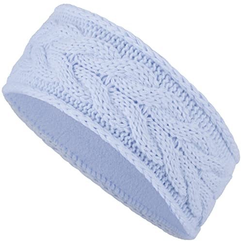 Compagno Strick-Stirnband gefüttert Strickband Damen Haarband Band Herbst Winter Kopfbedeckung, Farbe:Hellblau