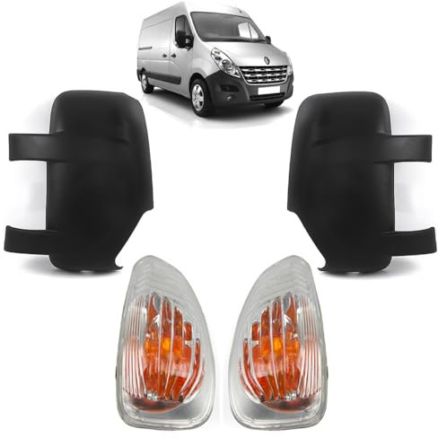 ROBUST Door Wing Mirror Cover Right Left & Indicator Lamp Lens Right Left Set for Opel Vauxhall Movano B Mk2 Renault Master Mk3 Nissan Nv400 261652475R 4405993 963016903R 2010 Onwards