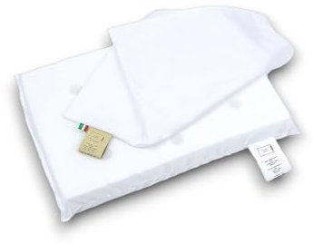 GM Cuscino Baby Memory 24x34 Cuscino Neonato Culla Ultra traspirante in Memory Foam Con Federa Bianca in 100% Cotone Sfoderabile Per lettino, trasportino, ovetto, next to me Made in Italy
