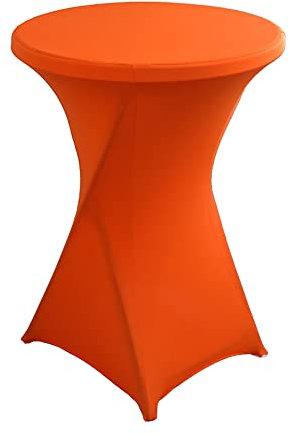 iEventStar Stretch Stehtisch Hussen Spandex Stehtischhussen Bartische Hochzeit Erstärkung im Fußbereich Rund Tischdecke für Bistrotisch Cocktail-Party (Orange, 1er Set - Ø 80-85 cm)