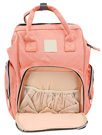 SPYMINNPOO Mama-, Windel-, Große Kapazität, Wasserdicht, mit Mehreren Taschen, Reise-Mumientasche mit Aufhängegurten (Orange-Rosa)