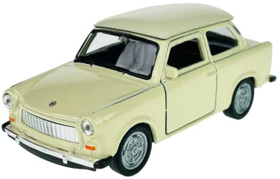 Welly Trabant Trabbi 601 Limousine Weiss Beige Ca 1/34-1/39 Metal Modell Auto Die Cast Neu im Kasten