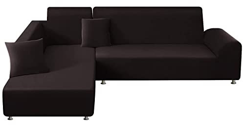 ShowyLive Sofa Überwürfe Sofa Überzug Couch Überzug 2er Set für Sofa Universal Waschbar Sofaüberwurf 1 Sitzer+2 Sitzer, mit 2 Stück Kissenbezug, Schwarz