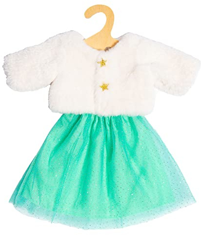 Heless 2370 - Puppenkleidung im Design Yuki, 2 teiliges Set in Weiß und Türkis, mit Jacke und Glitzertüllrock für Puppen und Kuscheltiere der Größe 35-45 cm