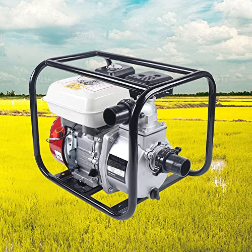 2 Petrol Water Pump 4 Stroke Engine Pump High Power Pump 210CC 6.5HP Water Transfer Pump for Garden Irrigation, Fish Pond Cleaning and Swimming Pool Cleaning