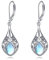 POPLYKE Filigrane Mondstein Leverback Ohrringe 925 Sterling Silber Träne Mondstein Ohrringe Dangle für Damen Schmuck Geschenke