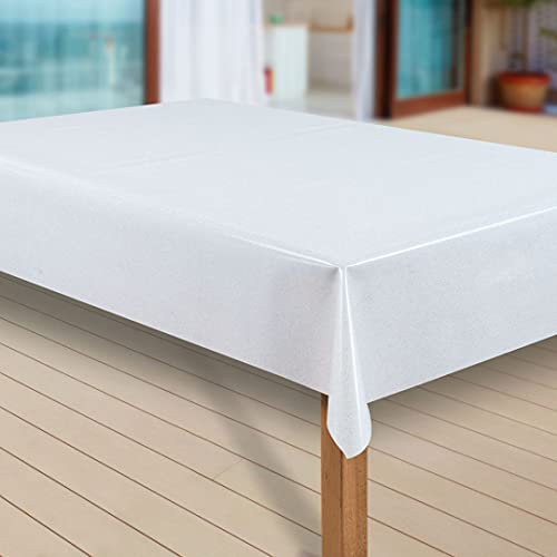 laro Wachstuch-Tischdecke Abwaschbar Garten-Tischdecke Wachstischdecke PVC Plastik-Tischdecken Eckig Meterware Wasserabweisend Abwischbar, Muster:Elligent Glitter Weiss, Größe:140x260 cm