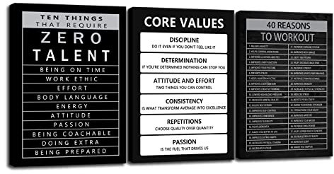 Ten Things That Require Zero Talent inspirierende Leinwand-Wandkunst, 3-teiliges Druck, Gemälde, Büro, Dekoration, Kernwerte, Poster, Wohnzimmer, gerahmt [152.4 cm Bx71.1 cm H]