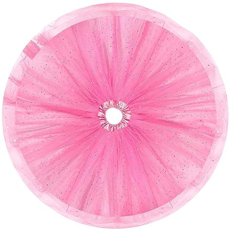 FIABC Weihnachtsbaumrock für Weihnachten, Hochzeit, 119,4 cm, 4-lagig, flauschig, romantisch, plissiert, glitzernd, Dekoration, Weihnachtsbaumschmuck für Urlaub und Party (Rosa)