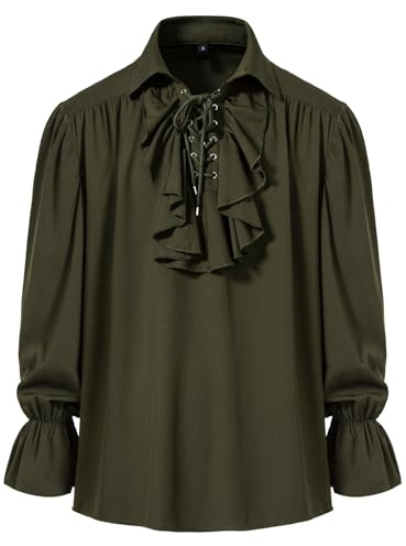 Chemise à lacets à manches longues style rétro Renaissance Steampunk victorien pour homme