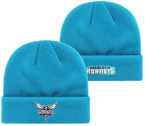 Outerstuff NBA Kinder Jugend 8-20 Primary Logo Wordmark Sport Knit Cold Weather Cuffed Beanie Hat, Charlotte Hornets, Einheitsgröße