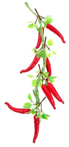 Wanddekoration Mit 8 Roten Paprikaschoten – Lebensechte Künstliche Chili Aus Ldpe Für Küche, Esszimmer Und Wohnzimmer – Rustikaler Landhausstil – Einfach Zu Befestigen