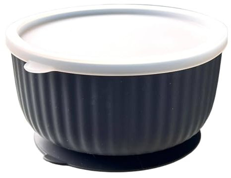 Cat Bowls with Suction Cup 400ml with Silicone Lid — Elevated Silicone Pet Dish with Non-Slip Bottom for Dry Food, Wet Food and Water — Silicone Water Bowl for Small Dog, Rabbit, Kittens (Grafit)