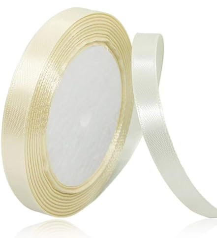 Geschenkband Beige 10 mm Breit,23 Meter Satinbänder Creme Stoff Schleifenband Kunsthandwerk, Kränze, Hochzeitsdekoration, Weihnachten, Haarbögen, Blumensträuße, Geburtstag und Geschenkverpackung