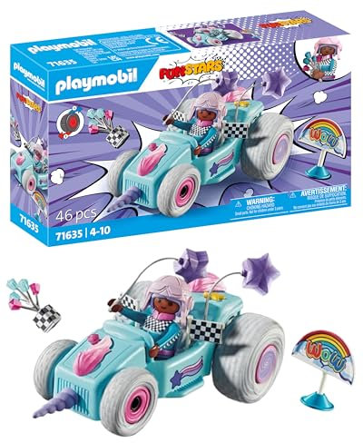 Playmobil 71635 Jeune Fille Licorne et Kart Funstars - Comprend Un Personnage, Un Kart avec Moteur rétractable Ainsi Que des Accessoires - Dès 4 Ans