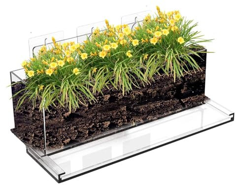 Zuasdvnk Pflanzkasten für Fenster, Acryl, rechteckig, für die Küche, Sukkulenten, für den Innen- und Außenbereich, transparenter Garten-Pflanzgefäß mit Ablaufloch