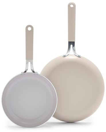 GreenLife Juego de sartenes antiadherentes de cerámica saludable de 8 y 10 pulgadas, sin PFAS, sin PFOA, apto para lavavajillas y horno, asas que se mantienen frías, cuerpo duradero, cocina versátil,