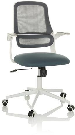 hjh OFFICE Bürostuhl mit klappbaren Armlehnen Miko W ECO Drehstuhl höhenverstellbar, atmungsaktive Rückenlehne, Lendenwirbelstütze, Grau