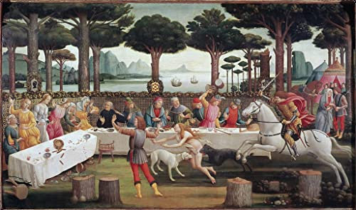 WACTWJNA Klassische Malerei Abstrakte Leinwandbilder Wandbild Kunstdrucke die Anbetung der Könige von Sandro Botticelli Leinwand Kunstdrucke Poster für Bürodekoration 60x90cm