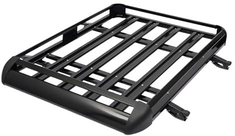 Oxylonty Black Aluminium Roof Rack Basket 127 x 97 cm, Universal Roof Rack Basket Tub, Cargo Railing Rack with Bars, Black