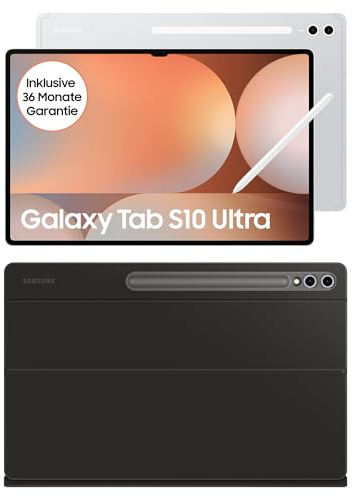 Samsung Galaxy Tab S10 Ultra AI Tablet, Android Tablet, 12 GB RAM, 1 TB Speicher, AMOLED-Display, Antireflexionsbeschichtung, Inkl. S Pen, WiFi, Platinum Silver+Keyboard Cover, Black