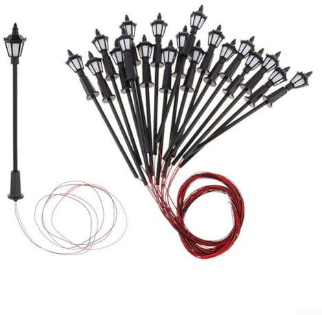 Entgoinggo 10 Stück Modelleisenbahn LED Laternen Laternen Straßenlaternen Lampen Straßenlgihts Maßstab Modellzug 1:100 HO/OO Maßstab für TT-Lampe für DIY Gebäude Sandtisch Modelle Garten Dekor