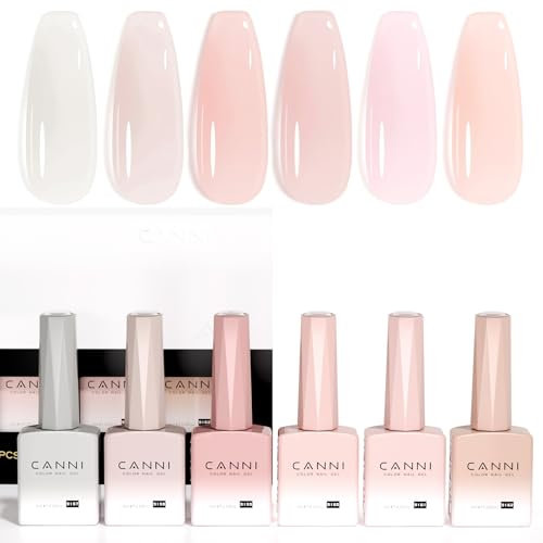 CANNI Gellack Transparent UV Nagellack 6 Farben Jelly Gel Nail Polish Nagellack UV/LED Soak-Off für Manicure DIY zu Hause 9ml 2350