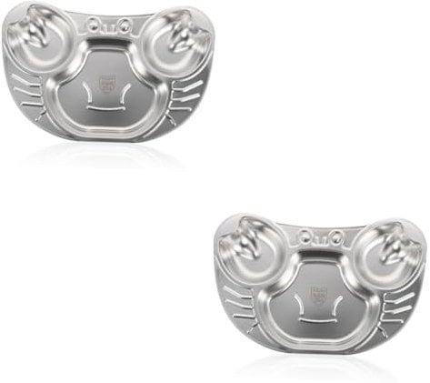 BESTonZON 2stücke Edelstahl Junge Mädchen Teller Krabbenform Mehrfach Unterteilte Essensplatte Für Ausgewogene Ernährung Für Frühstück Kindergarten Zuhause Edelstahl Leicht Zu