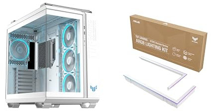 ASUS TUF GAMING GT502 HORIZON TG ARGB, Chassis a Doppia Camera con Design Panoramico e Pannello in Vetro + TUF GAMING GT502 HORIZON ARGB LIGHTING KIT, Kit di Illuminazione, Bianco