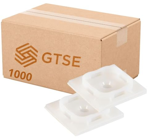 1,000 Pack of White Cable Tie Bases - 40mm x 40mm - Premium Adhesive Fixing Mounts by Gocableties
