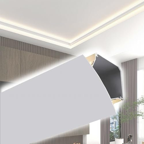 WLCGYD Stuckleisten Decke LED 1 M Indirekte Beleuchtungskronenleiste, 1–25 Stück 5 cm Breiter LED-Beleuchtungskabelkanal Für 8 Mm Streifen, Heimkino-Schlafzimmer-Wohnzimmer-Dekoration(1 Pack)