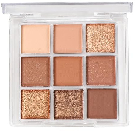 TPTGIAR Palette de fards à paupières 9 couleurs, palette de fards à paupières chocolat, longue durée et imperméable, palettes de maquillage naturelles à paillettes, palette de maquillage pour un usage